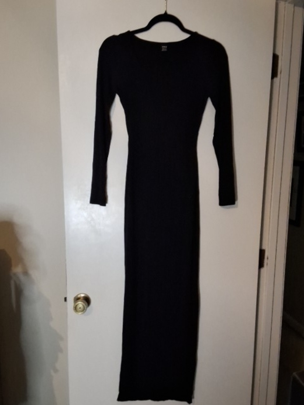 SHEIN Black Long Sleeve Maxi Bodycon Dress